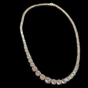 Faux Brilliant Diamond Solitaire Necklace Silver statement piece